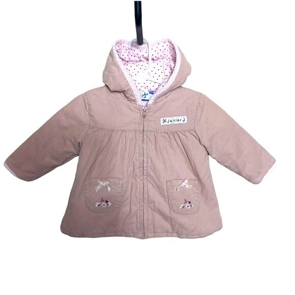 Jasper Conran Hooded Corduroy Front Zip Jacket Blush Pink Baby 6-9 Months - Picture 1 of 9